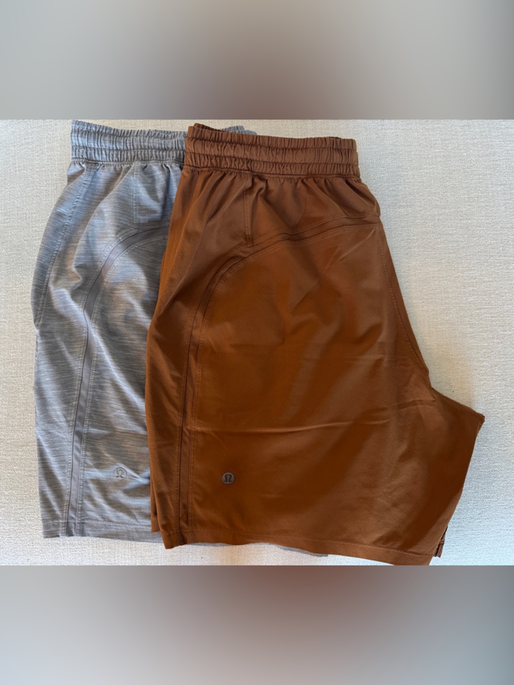 lululemon athletica Men’s Rust Brown and Light Gray Athletic Shorts